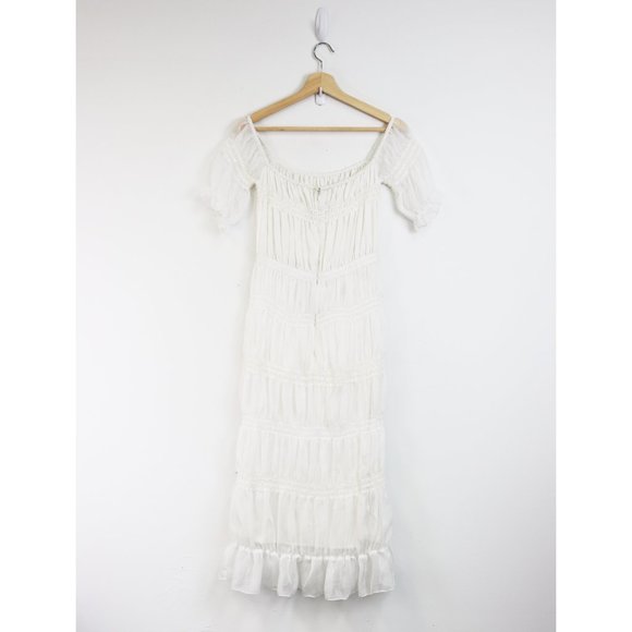 Revolve Smocked Tier Off Shoulder Sheer Maxi Dress - Picture 5 of 8